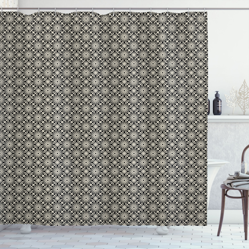 Classic Geometric Floral Shower Curtain