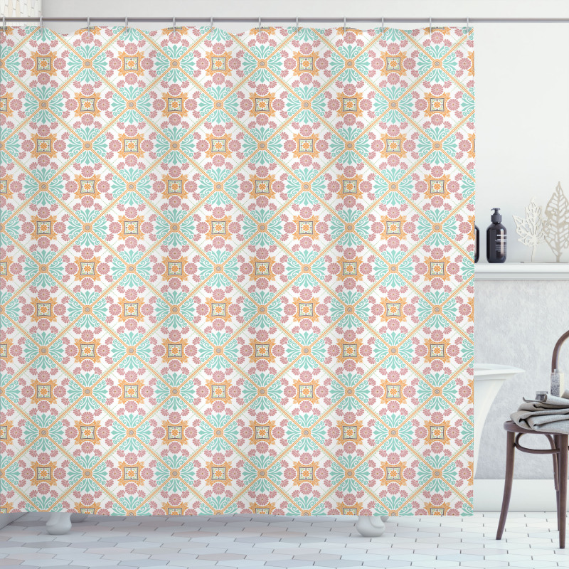 Pastel Floral Oriental Shower Curtain