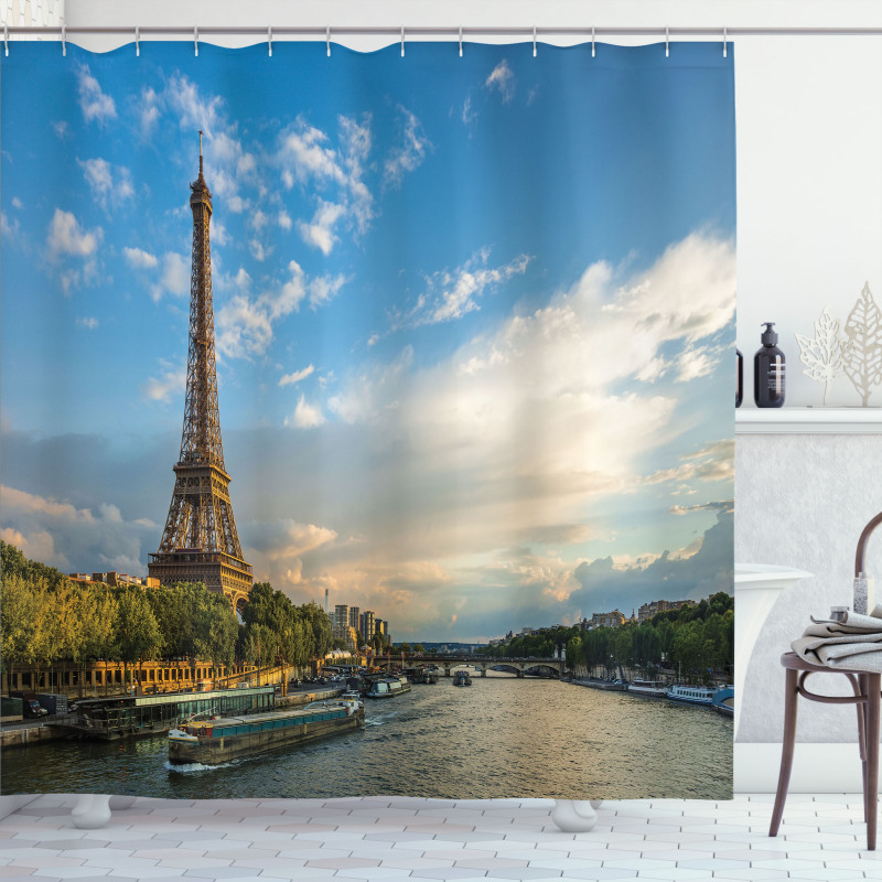 Sun Eiffel Tower Shower Curtain