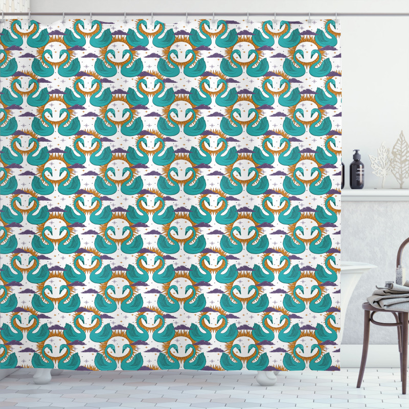 Mystic Aquatic Bird and Sun Shower Curtain