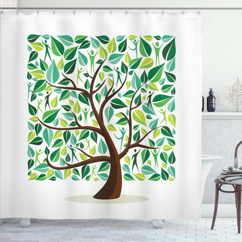 Squares Leaves Silhouette Shower Curtain