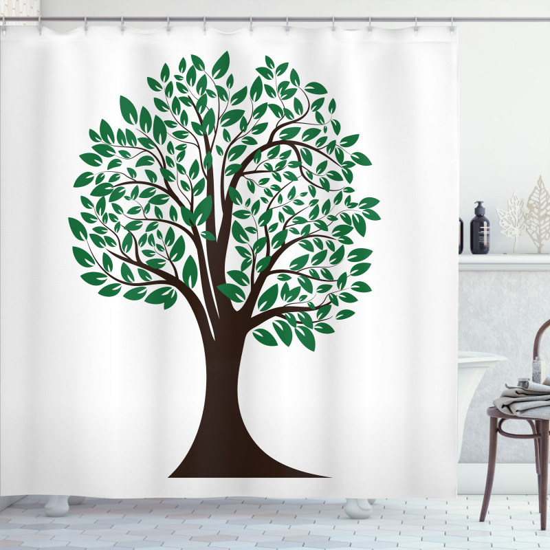 Simplistic Tree Leaves Art Shower Curtain