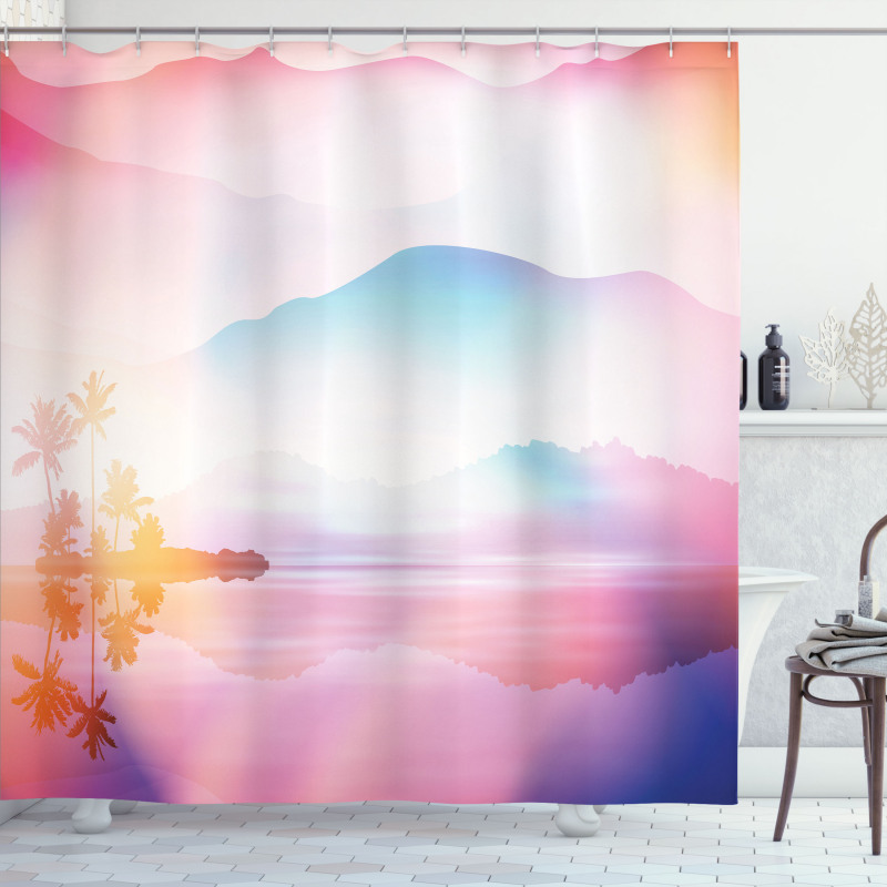 Ombre Tropical Landscape Shower Curtain