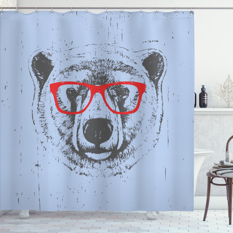 Whimsical Grunge Polar Bear Shower Curtain