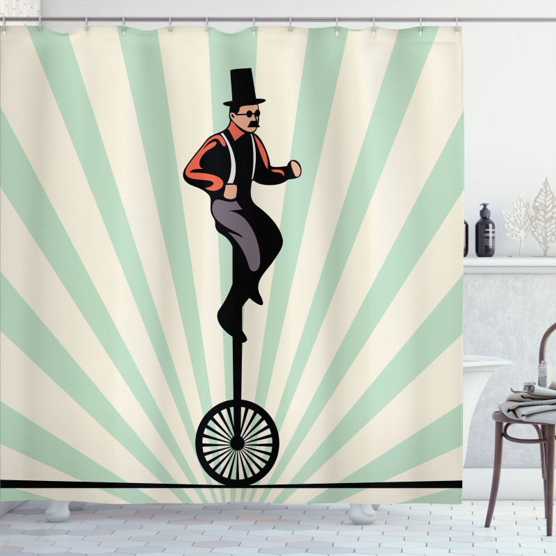 Citrus Man on Monowheel Art Shower Curtain