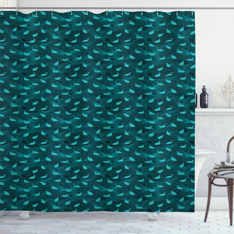 Waterfowl Birds Wave Shower Curtain