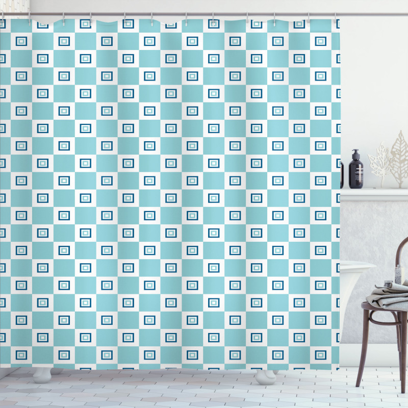 Retro Nested Squares Art Shower Curtain