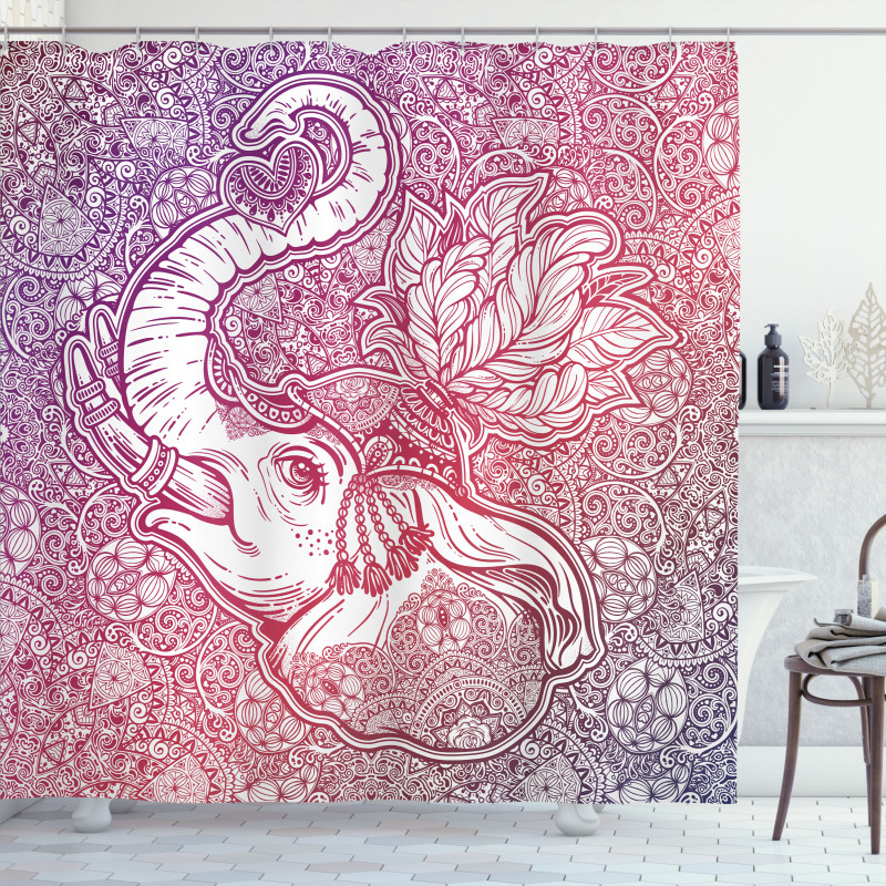 Eastern Elephant Zentangle Shower Curtain