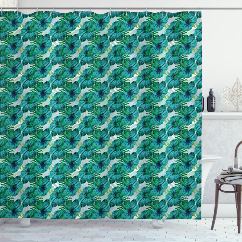 Aloha Summer Leaves Hibiscus Shower Curtain