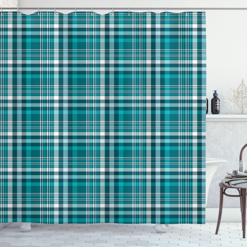 Classic Crossing Line Squares Shower Curtain