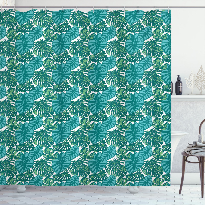 Jungle Foliage Tropic Leaves Shower Curtain