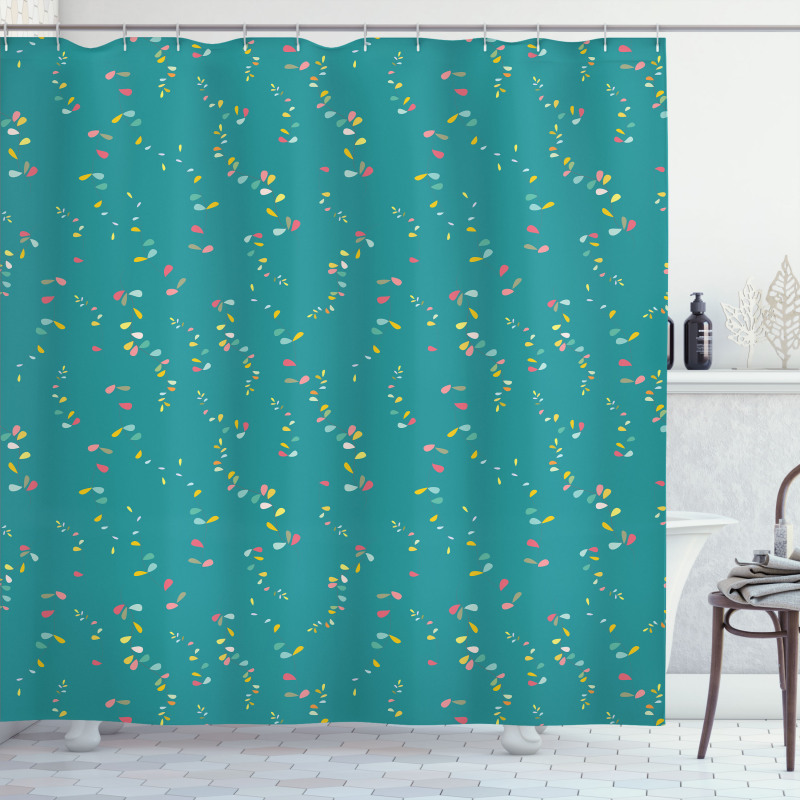 Dreamy Leafy Thin Branches Shower Curtain