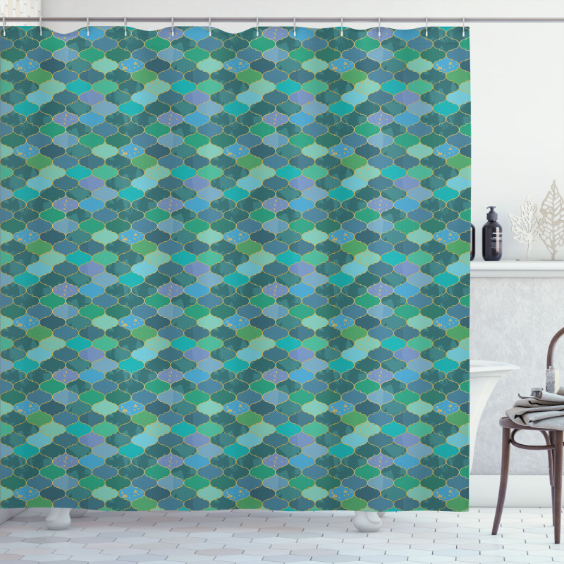 Grunge Art Moroccan Grid Shower Curtain