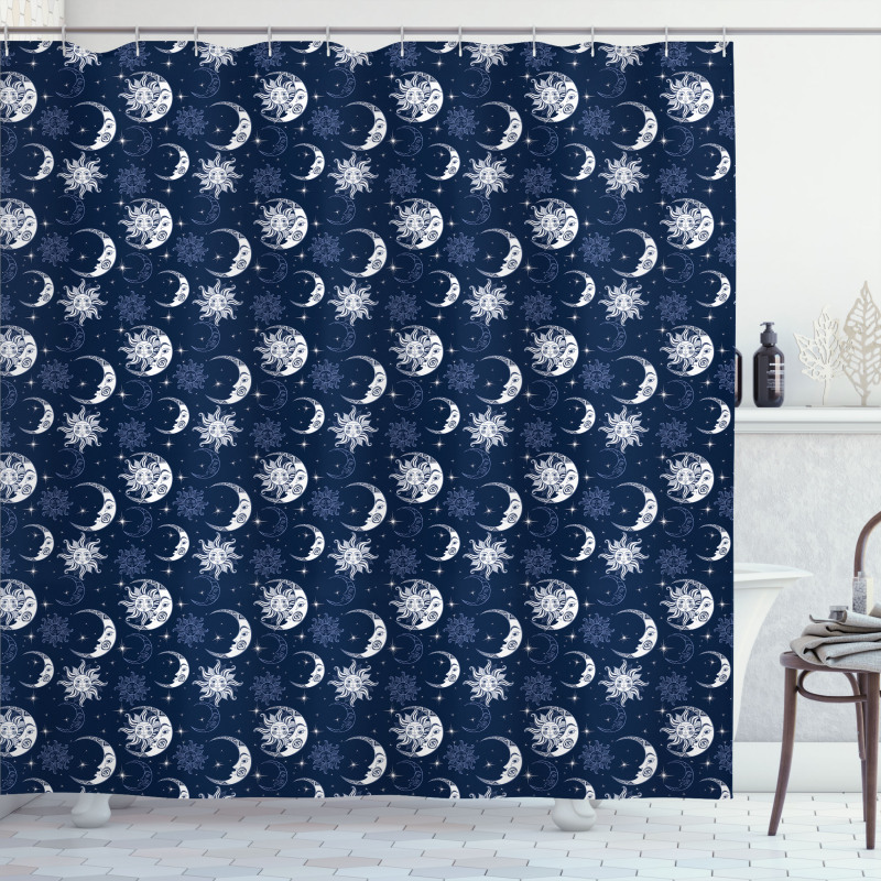 Mystical Sky Sun Stars Shower Curtain