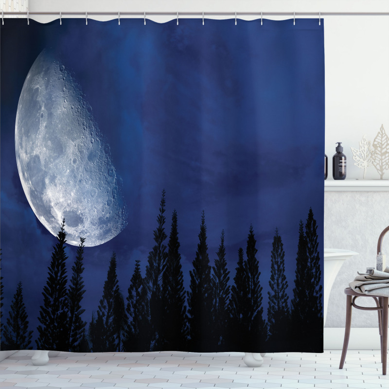 Forest Night Silhouette Shower Curtain