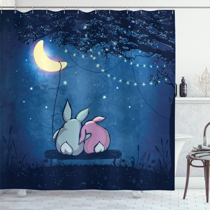 Rabbit Couple Art Shower Curtain