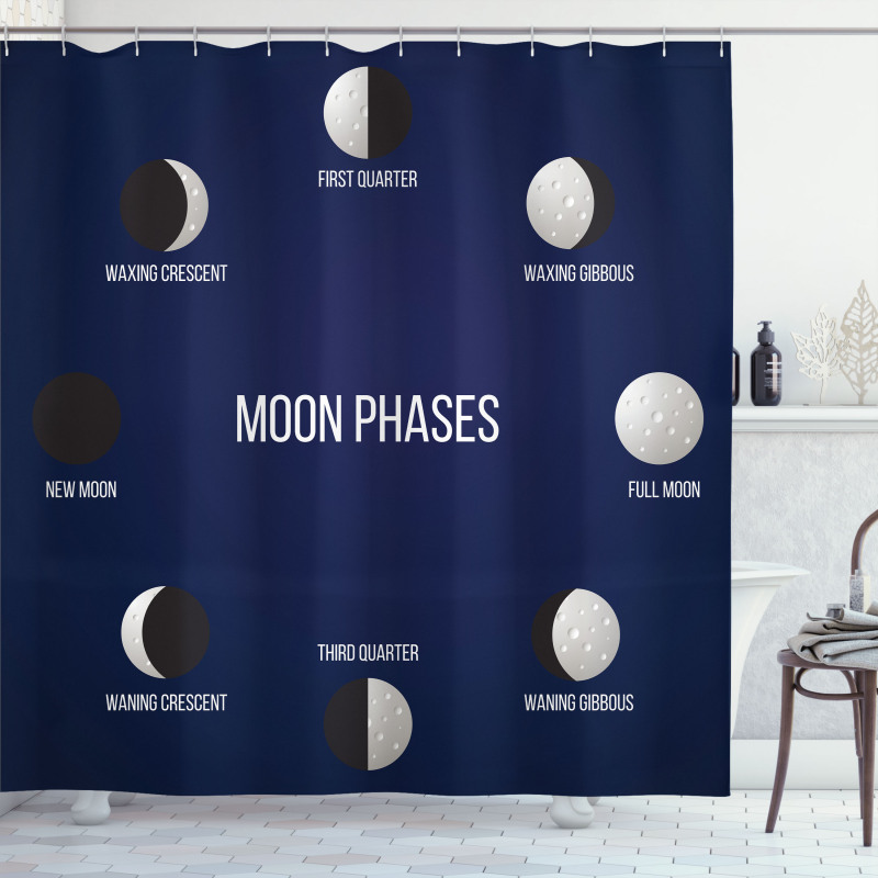 Crescent Phase Astronomy Shower Curtain