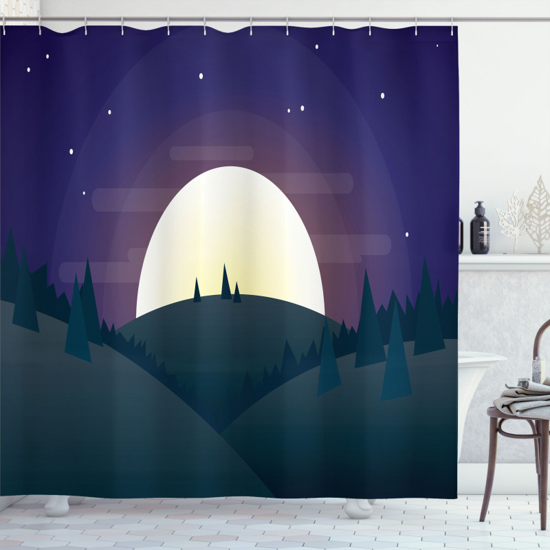 Night Forest Starry Sky Shower Curtain