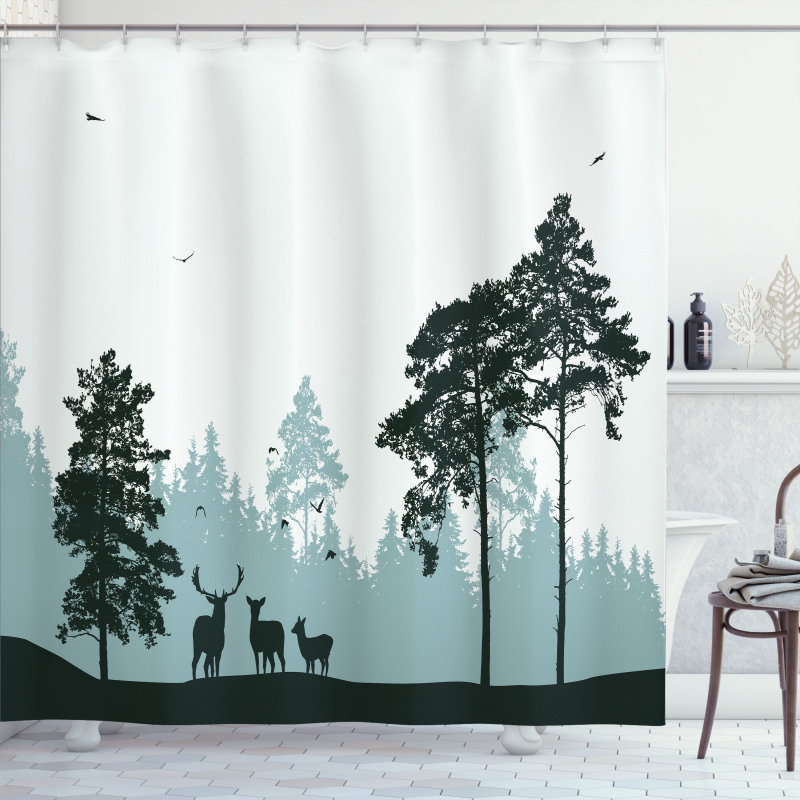 Forest Silhouette Art Shower Curtain