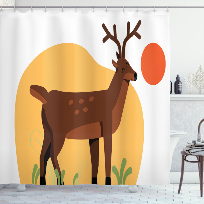 Smiling Antler Meadow Shower Curtain