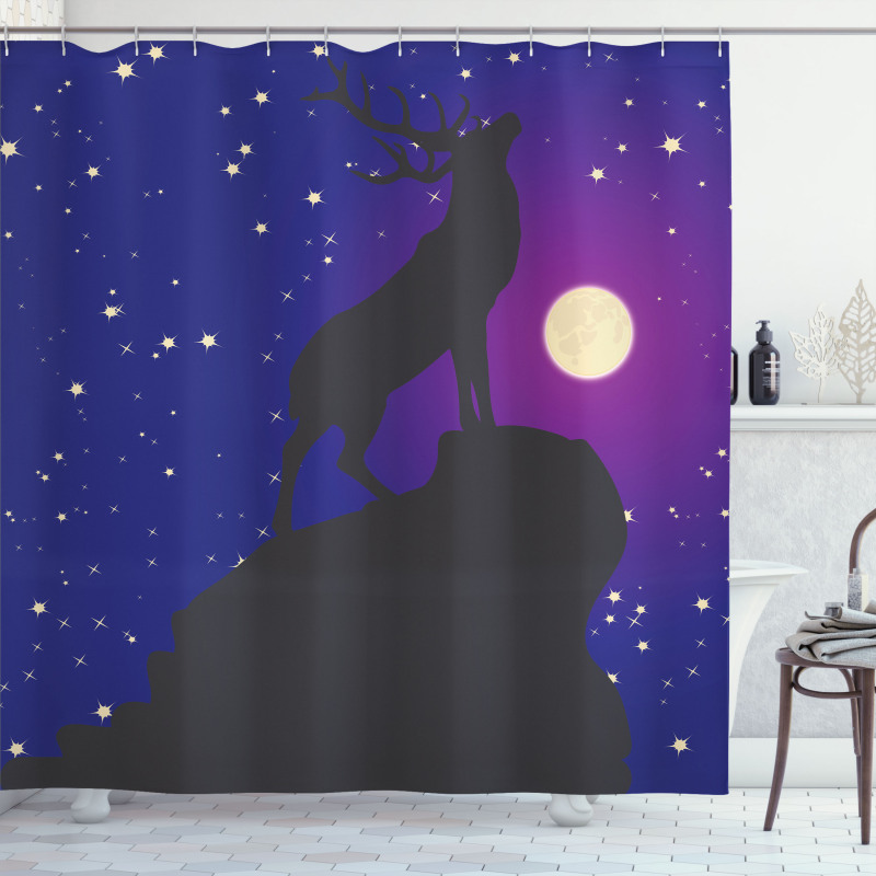 Elk Silhouette Night Shower Curtain