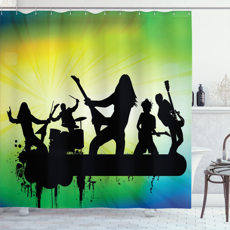 Energetic Rock Band Shower Curtain