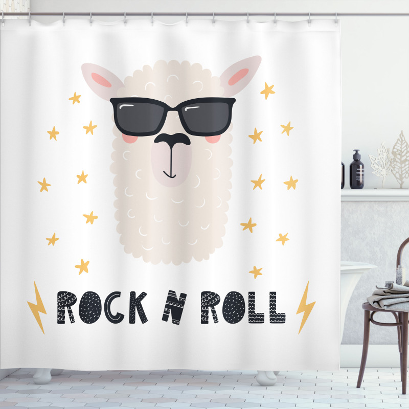 Funny Llama Portrait Shower Curtain