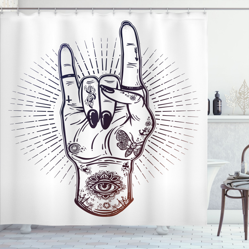 Tattooed Hand Raised Shower Curtain