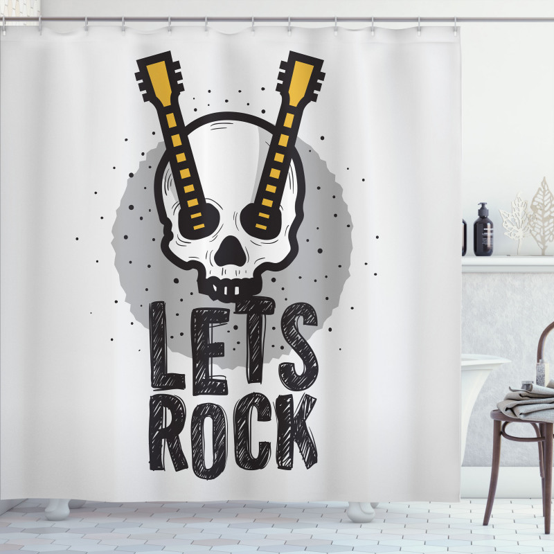 Human Skull Guitar Shower Curtain