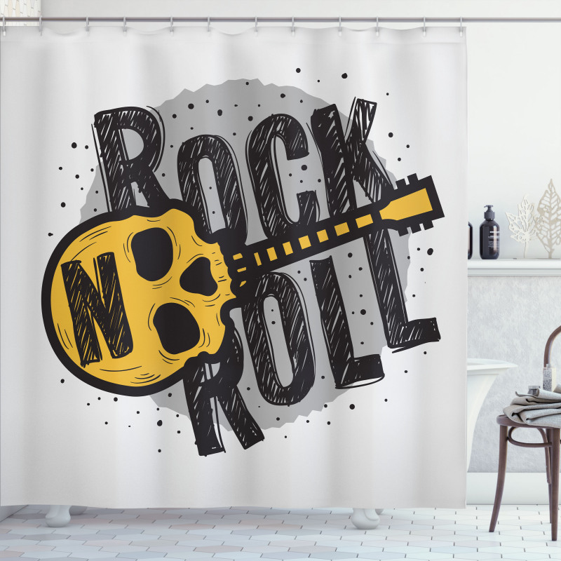 Skull Shaped Guitar Shower Curtain