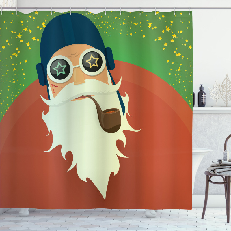 Funky Santa with Pipe Shower Curtain