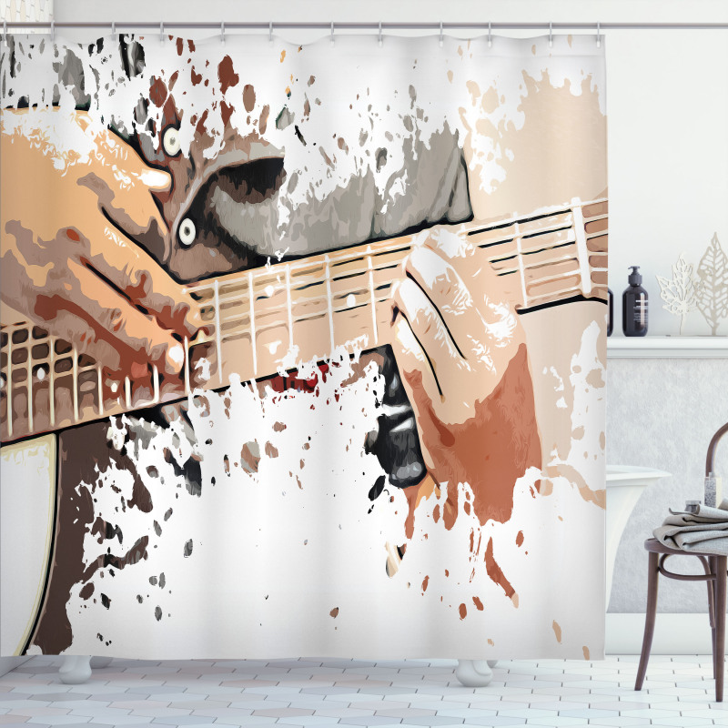 Man Playing Guitar Shower Curtain