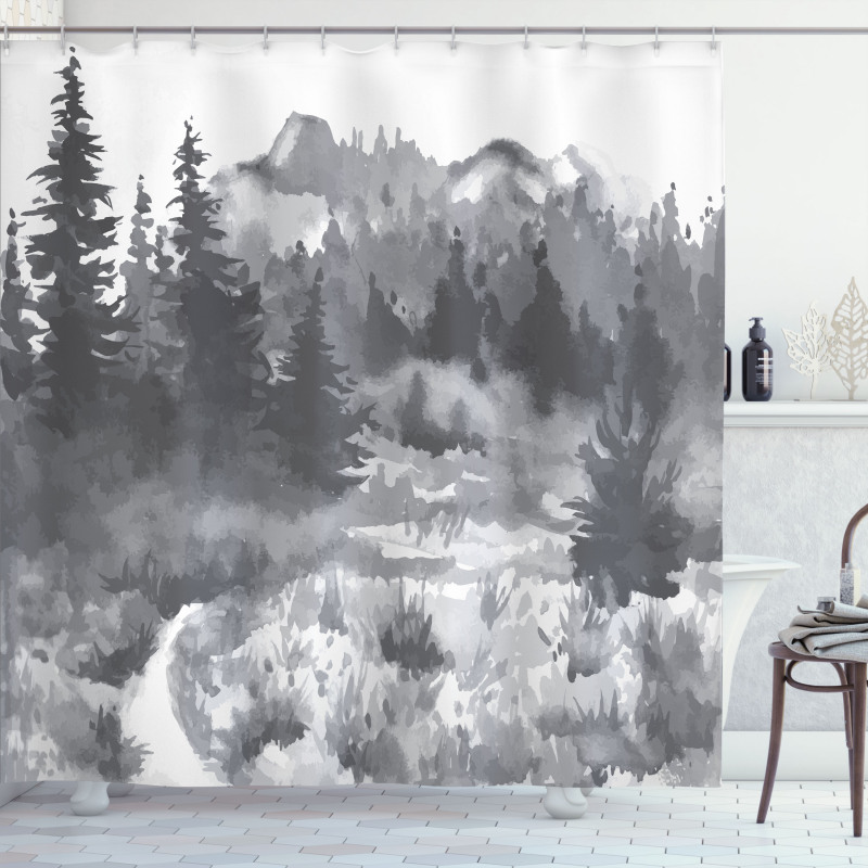 Watercolor Woodland Shower Curtain