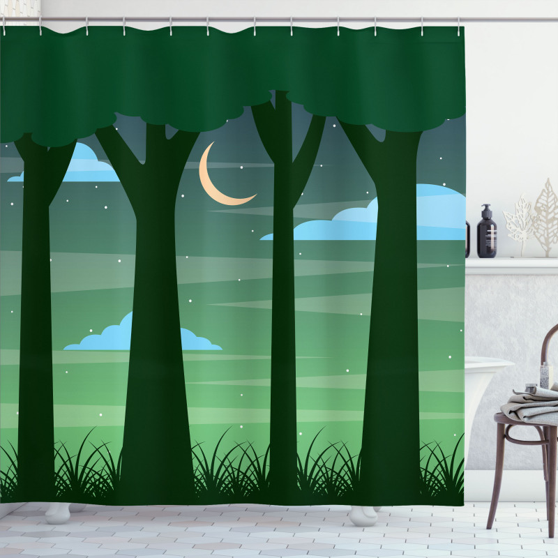 Dreamy Forest at Night Shower Curtain