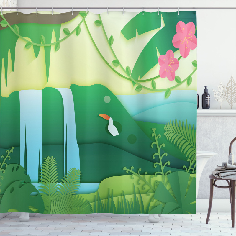 Tropical Forest Cartoon Shower Curtain