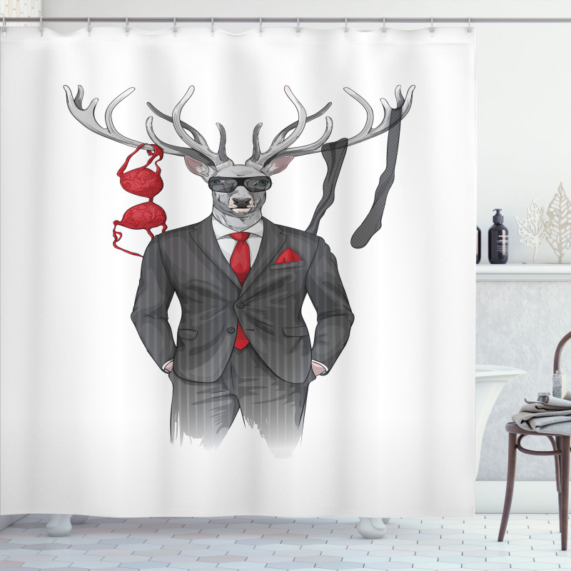 Womanizer Deer in Suit Art Shower Curtain