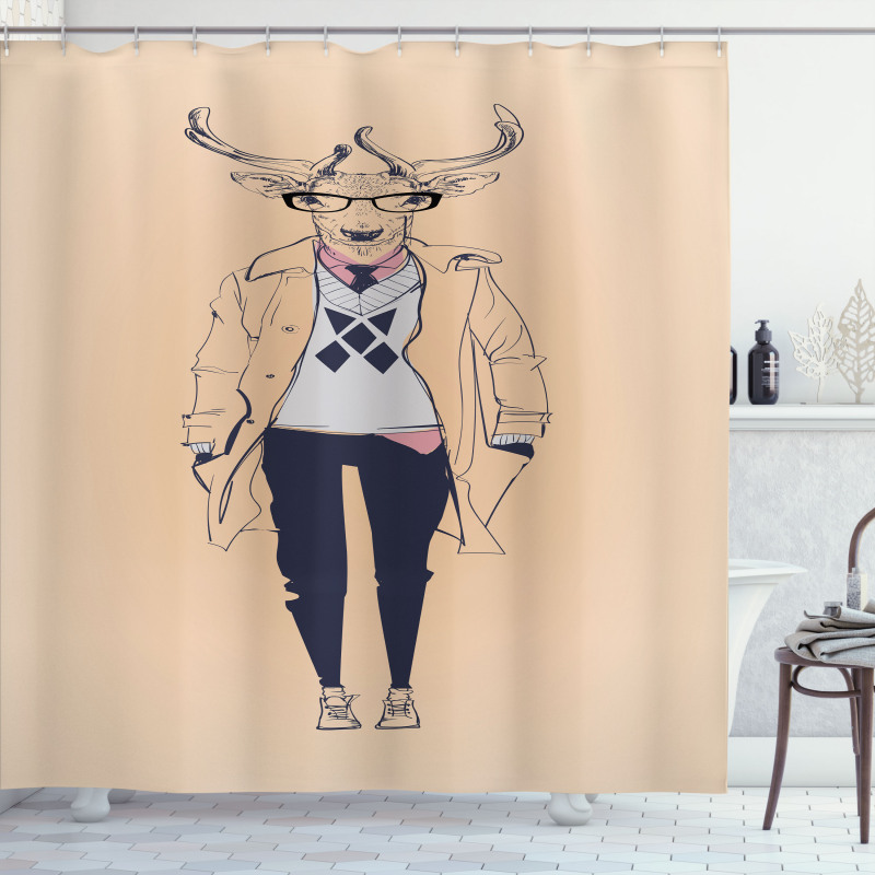 Modern Pastel Deer Animal Shower Curtain