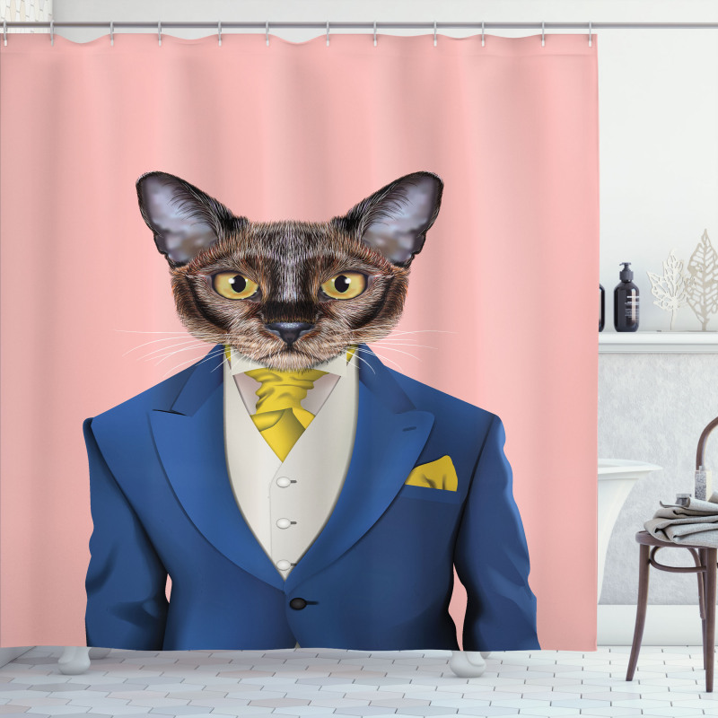 Whimsical Portrait of a Cat Shower Curtain