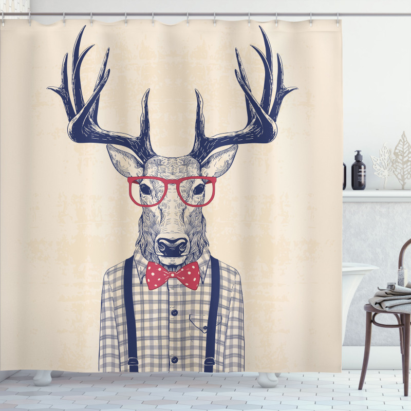 Humorous Deer with Jazz Bow Shower Curtain