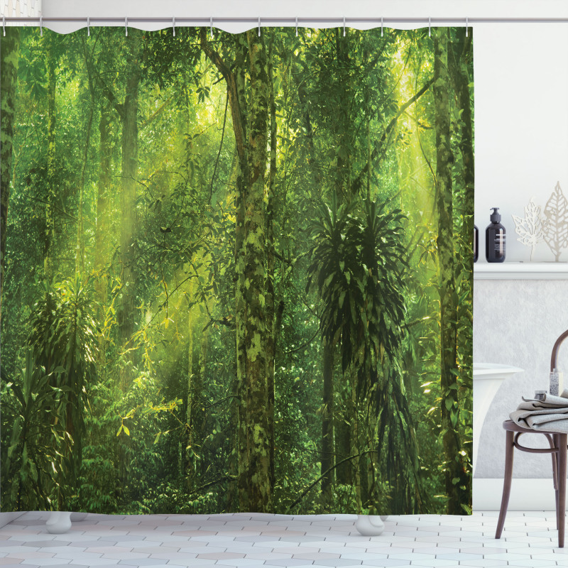 Sun Beams Tropic Forest Shower Curtain