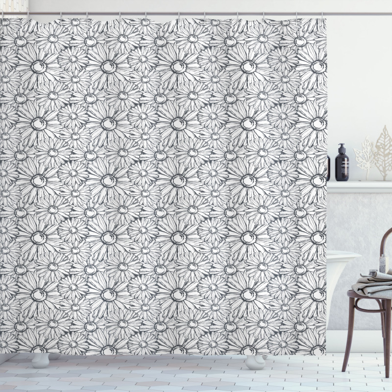 Outline Chamomiles Shower Curtain