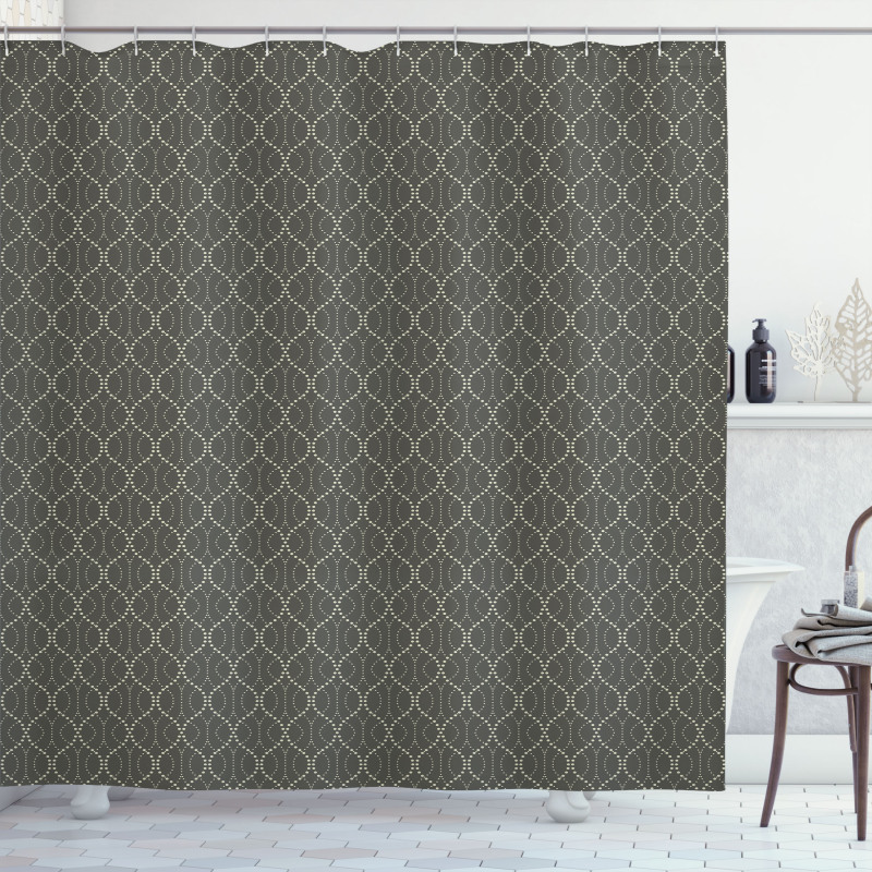 Funky Wavy Dotted Lines Shower Curtain