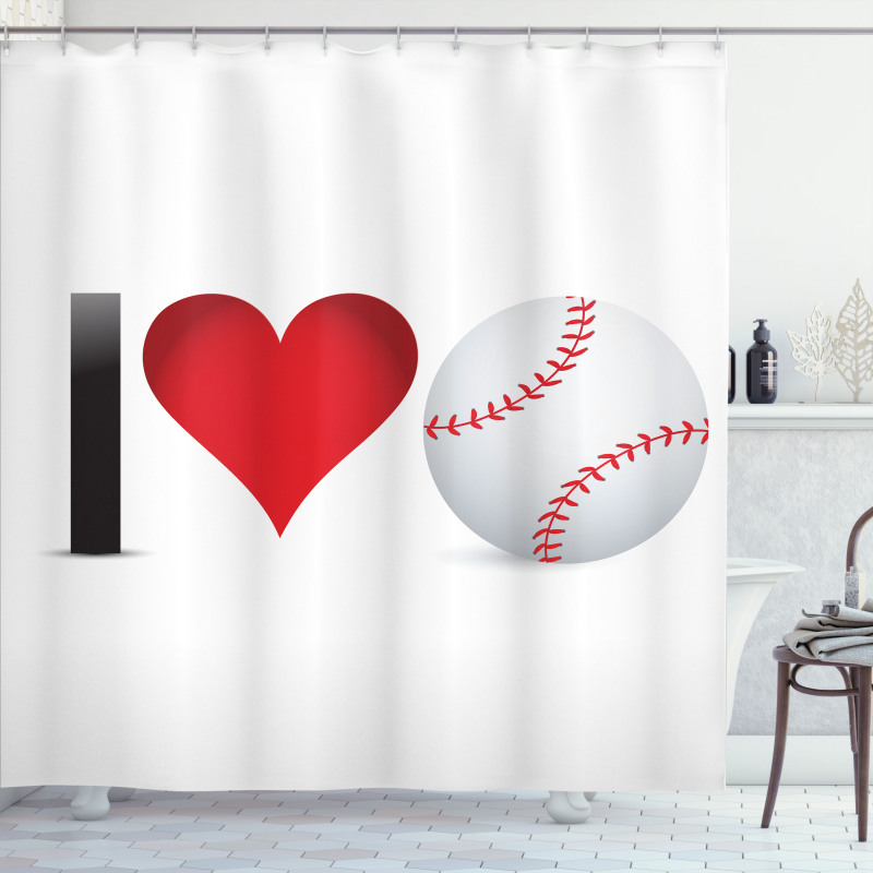I Love Baseball Heart Shower Curtain