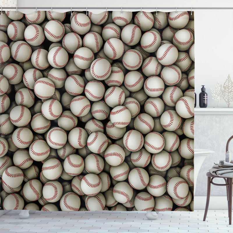 Baseball Sport Emblem Shower Curtain