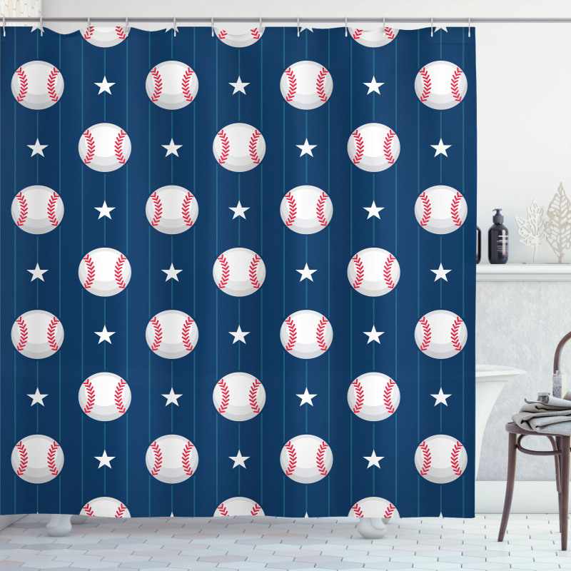 Baseball Stripes Shower Curtain