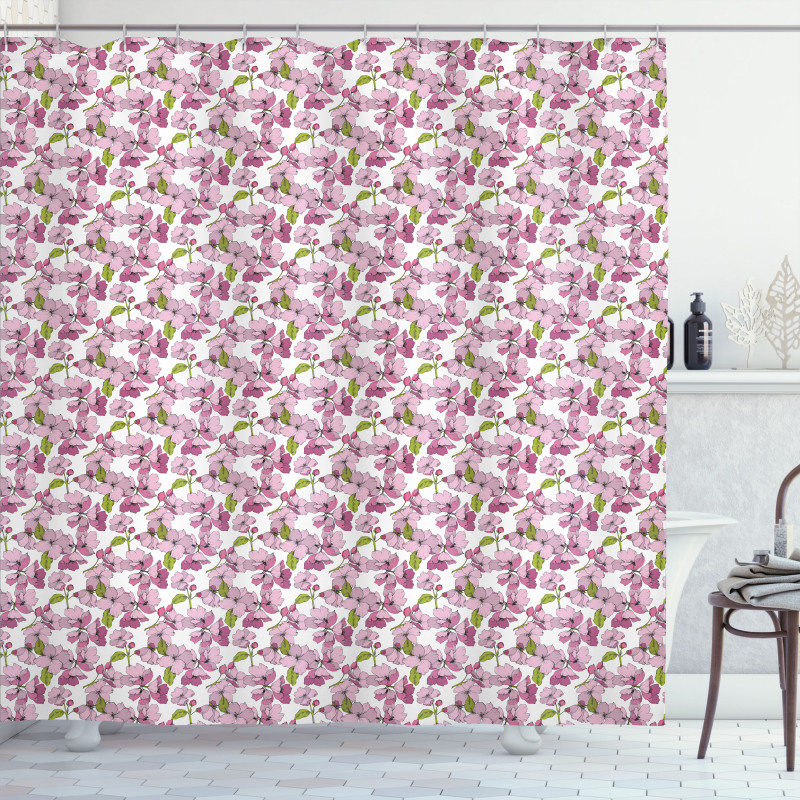 Cartoon Apple Blossom Shower Curtain