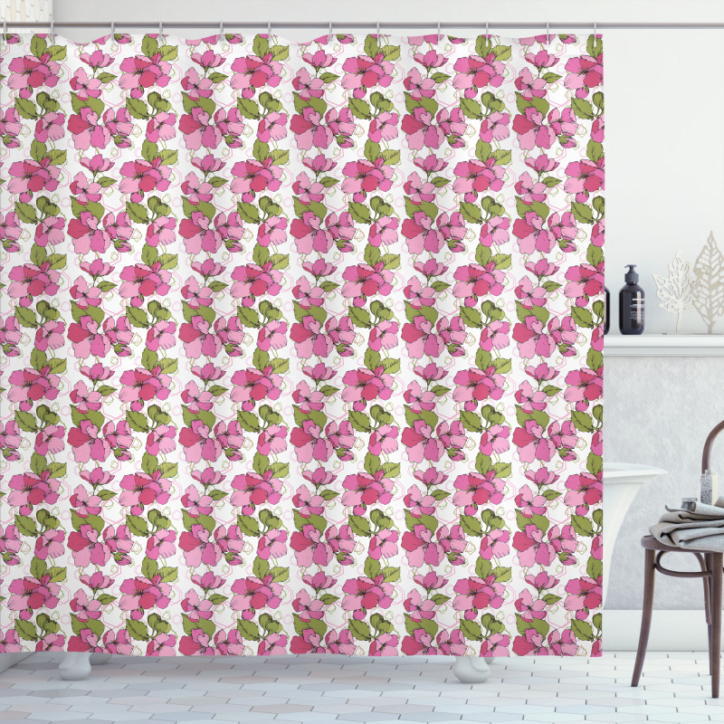 Blooming on Geometric Shower Curtain