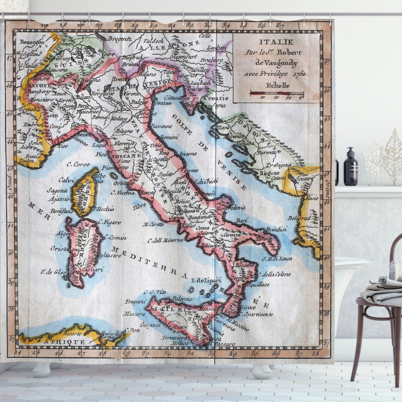 Old Italy Map Shower Curtain