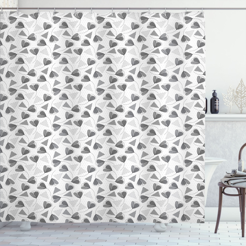Dotted Triangles and Flowers Shower Curtain