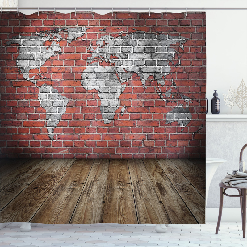 Rustic Old Grunge Map Shower Curtain